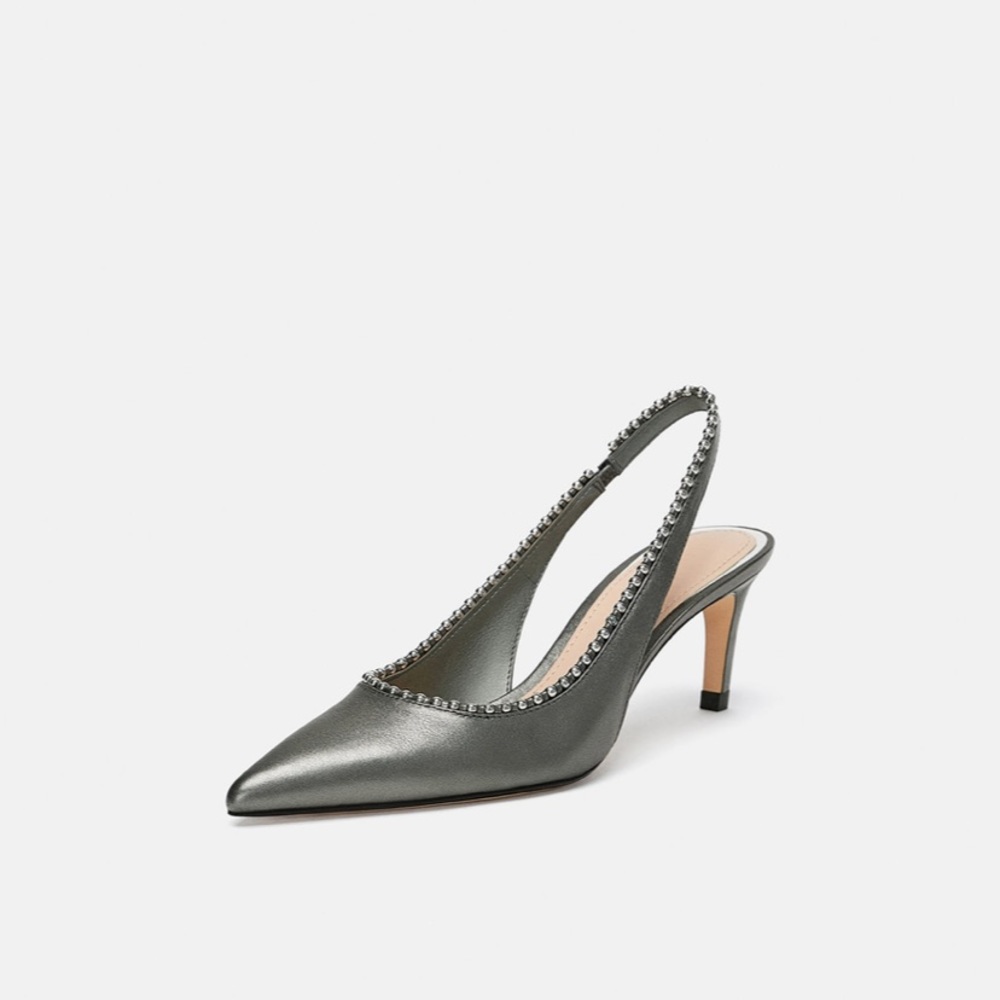 NWT • Zara • Leather Slingback Heels